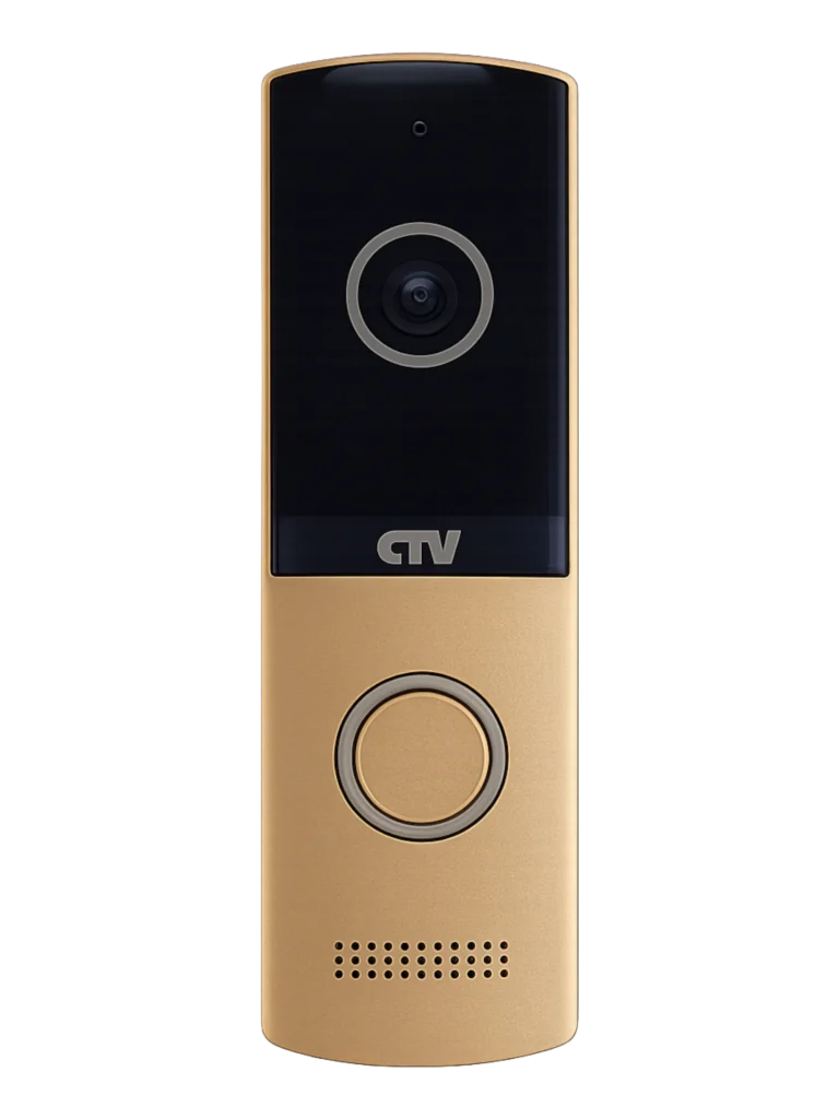 Вызывная панель CTV-D4003NG цвет шампань — фронтальный вид, камера и кнопка вызова