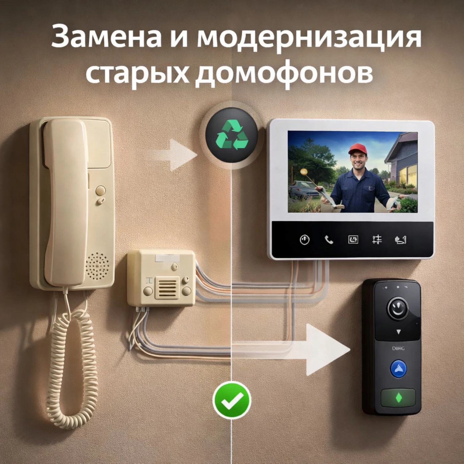 Замена и модернизация старого домофона — переход с аудиотрубки на современный видеодомофон с сохранением совместимости